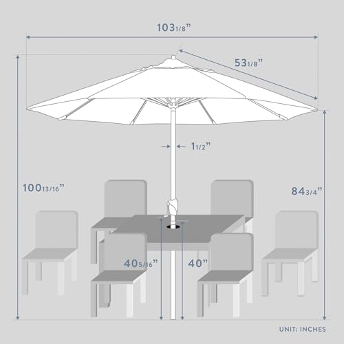 Image of California Umbrella 8-Year Protection 9 Ft Outdoor Patio Umbrella, Solstice Fade-Resistant Fabric, Auto-Tilt, Heavy Duty Aluminum Frame, 8 Reinforced Ribs for Pool or Deck, Bronze Pole