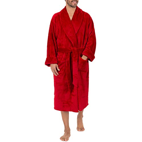 Robe de chambre polaire homme IZOD grand confort vêtement de nuit rouge 2X-3X