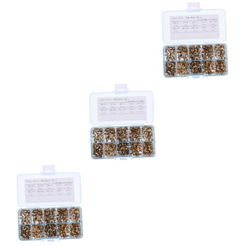 Unomor 3sets R-Type Nut Female Threaded Knurled Nuts Hardware Rivet Flat Head Threaded Inserts Inserts for Steel Plastic Fiberglass 500pcs*3