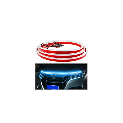 Sandfren Car Hood Light Strip 71 Inch Silicone Flexible Daytime Vehicle LED Running Lighting with Dynamic Scan Start Up Effect Waterproof Auto Exterior Lamp Accessories Universal Fit (Ice Blue)