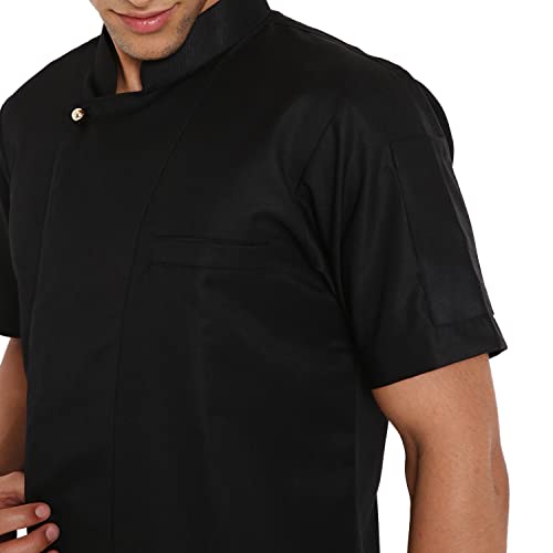 Image of Associated Uniforms Premium Plain Half sleeve Chef Coat (Chef Jacket - Smart Fit) (XXL-44, BLACK) B0B3XHTB82