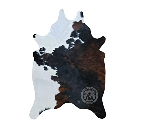 Sunshine Cowhides 100% Genuine Tricolor Mini Cowhide Rug with Small Hair - Modern Style Animal Skin Rug & Floor Carpet for Living Room, Bedroom, Kitchen & More - Small (2 x 3 Ft.)