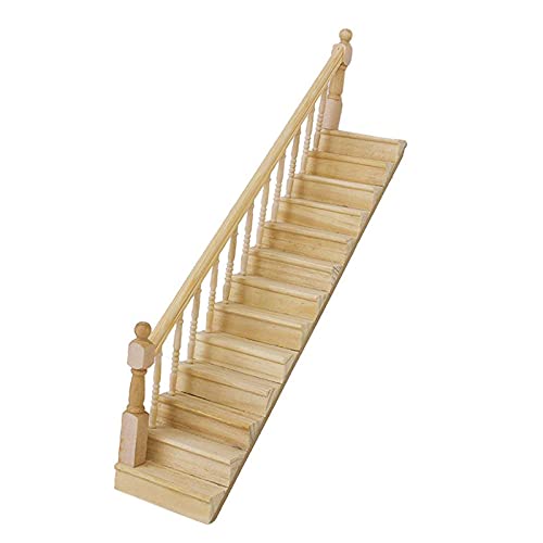 Washranp Miniatur-Puppenhaus-Treppe aus Holz mit Handlauf, Puppenhaus-Treppe aus stabilem Holz, handgefertigt…