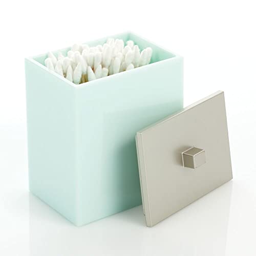 Mdesign Plastic Bathroom Vanity Countertop Accessory Set - Includes,Soap Dispenser, Toothbrush Holder, Lidded Canister, And Tumbler Rinsing Cup; Lumiere Collection - Set Of 4 - Mint Green/Satin #TOP5