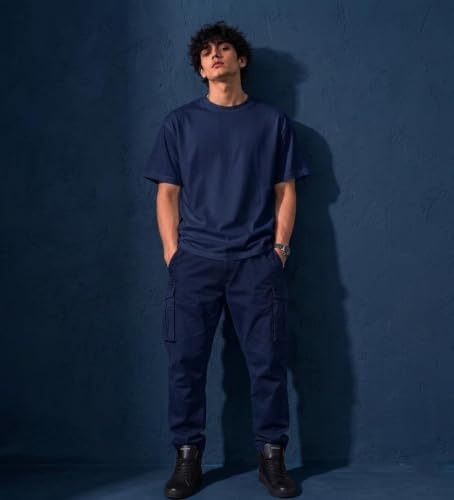 Image of Men's Round Neck Plain Oversize T-Shirt - Casual Loose Fit Cotton Wear |
