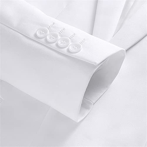 Costume 2 pièces Coupe Slim pour Hommes Robe Blazer à Un Bouton Coupe Classique Ensemble de Pantalons de Veste Formelle de Mariage de Grande Taille (Blanche,XXL) - Image 7