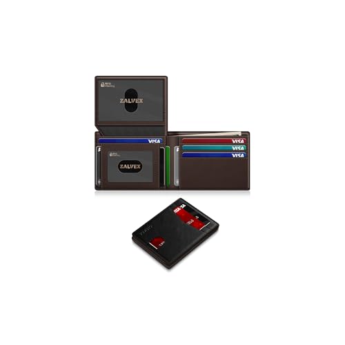 Image of Wallet for Men Slim RFID Blocking Leather Credit Card Holder Wallet for 14 Cards, Bifold Minimalist Thin Wallet with 2 ID Windows & Cash Slot, Front Pockt Carteras Para Hombres, Birthday Gifts for Men