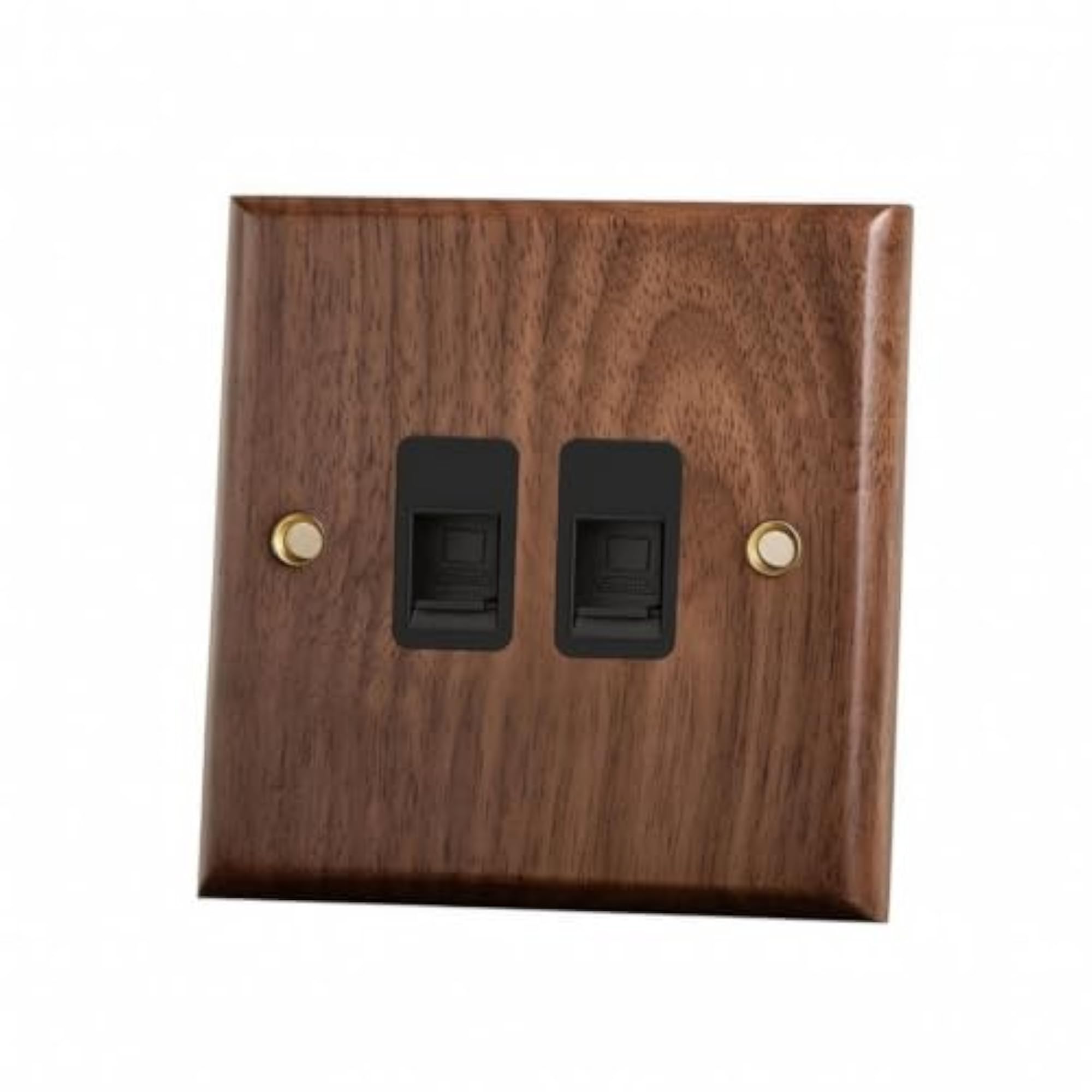 Walnut Wood Rounded Edges Outlet Cover, Warm Brown Finish