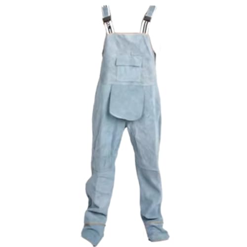 Muteitt Tablier De Soudeur en Cuir De Vachette Fendu sur Les Jambes pour Hommes, Salopette De Travail Résistante Aux Étincelles, Aux Flammes À Chaleur, pour Hommes