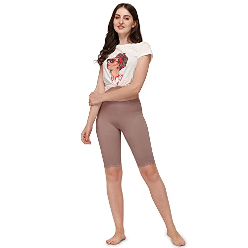 Image of SOIE Women's Mid Rise Soft Polyamide Spandex Knee Length Cycling Shorts