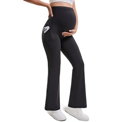 Fayefay Womens Maternity Flare Leggings with Po...