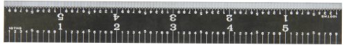 Fowler 52-347-006 Rigid Stainless Steel EZ Read Rule with Black Finish, 5R Graduation Interval, 6" L x 0.75" W x 0.035" Thick image 5