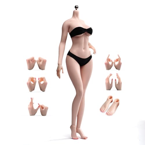 RoofWorld 1/6 Scale Female Body, 12inch Slightly Fat Body Super Flexible Seamless Pale Skin Figure Stainless Steel Skeleton Miniature Soldier Action Figure Model Collection Doll