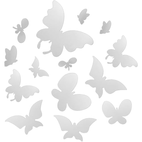 VORCOOL Adesivo da parete a specchio 3D a forma di farfalla in acrilico specchio per camera da letto, soggiorno, bagno