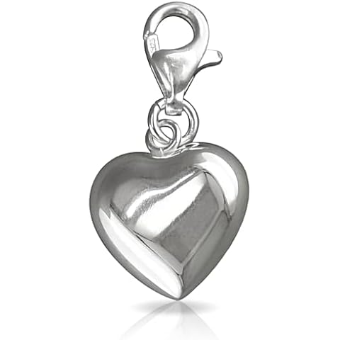Puffed Heart Sterling Silver Clip-On Charm Cover