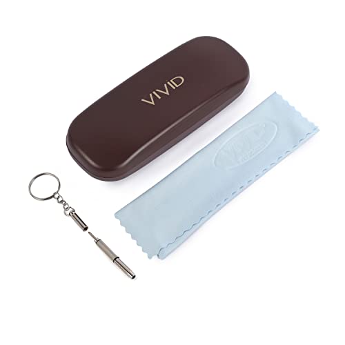 Image of VIVID Vision Unisex Adult Eyewear Specs Case Cover | Screw Driver | Free Cloth | Protect Eye Glasses | ABS | Plastic | Spectacles | Cases | AP - 434 | 3 IN 1 | Brown