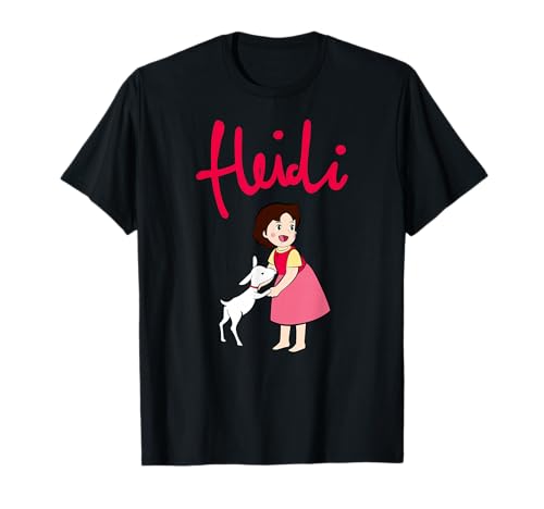 Heidi mit Ziege Süß mit Logo Pink Zeichentrick TV Serie T-Shirt