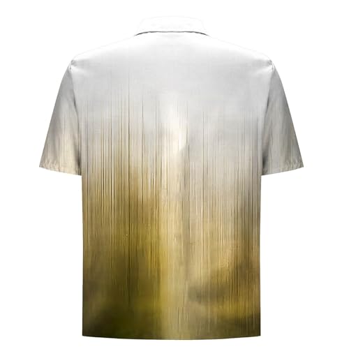 Graceful Gradient Color Tees for Men Lapel Button Down Short Sleeve Blouse Cardigan Wide Fit Tops Seaside Outdoor4