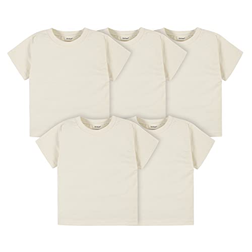 Gerber Baby Toddler 5-Pack Solid Short Sleeve T-Shirts Jersey 160 GSM, Natural, 3 Years