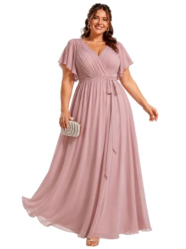 Image of Ever-Pretty Plus Women's Chiffon Maxi Plus Size Formal Bridesmaid Dresses