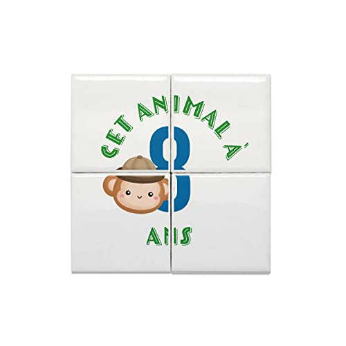 Carreaux céramique décoratif 15,2 x 15,2 cm cadeau anniversaire enfant 8 ans thème safari