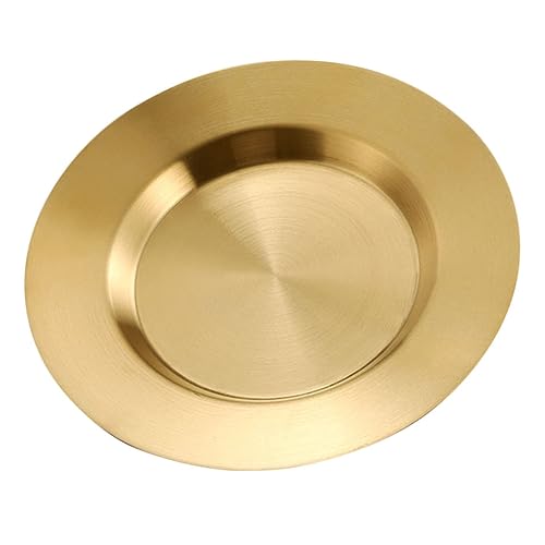 MOLUCKFU Stainless Steel Dinner Plate Unbreakable Pasta Dish for Home Camping Bbq Elegant Food Tray for Salad Dessert Easy to Clean Reusable Kitchen Essential