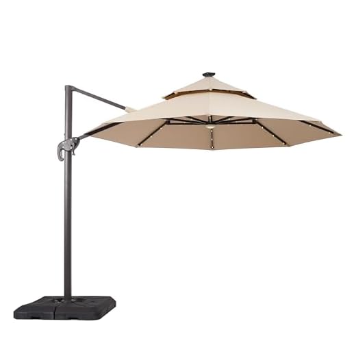 Best square cantilever umbrella 8ft Cantilever Umbrella with Solar LED Light