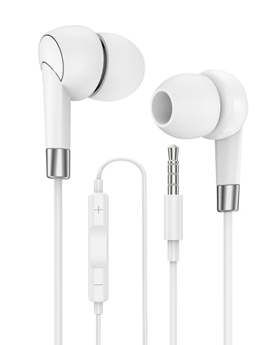 3.5mm Wired Earbuds for Moto G Stylus Pure Play Power G57 G67 G15 G05 G100s G100 Android in-Ear Headphones with Mic, Corded Ear Buds 3.5 Jack Earphones for PC iPhone Samsung Google MP3 Player Earpods