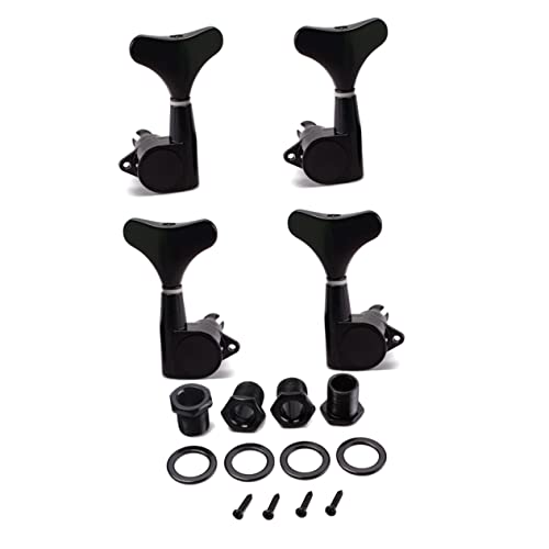 VANZACK 4Pcs Black Sealed Bass Guitar Tuning Pegs Machine Heads Lr with Mounting Screws Ferrules Bushings for Acoustic Electric String Bass Guitar Precision Sound