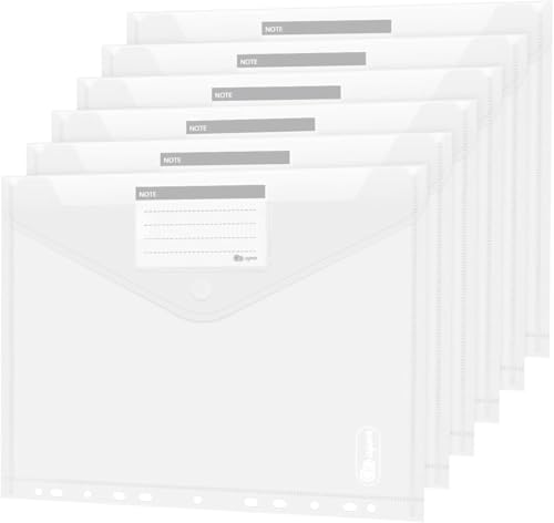 36er Dokumententasche A4 zum Abheften Dokumentenmappe mit Lochrand & Klettverschluss Wasserdicht Dokumententaschen für Ordner Organisation Transparent Dokumentenhüllen für Schule & Büro 36 Stück