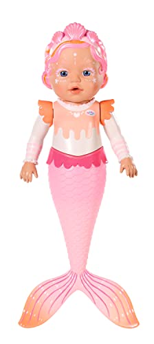 Baby born Mi Primera Muñeca Sirena 37cm 835326 - Con brazos móviles, cola y pelo de sirena y rostro maquillado - Diversión en el agua - Funciona sin pilas - Edad: 1+ años