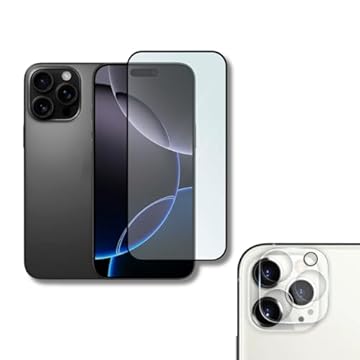 Película De Vidro 3D Tela Toda Para iPhone + Película Lente de Câmera (iPhone 16 Pro Max)
