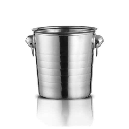 Seau à glace à champagne de 5 L avec poignée montée sur anneau, refroidisseur à vin en acier inoxydable for bar à cocktails, bière, vin rouge, boissons alcoolisées, fête, glace congelée plus longtemps
