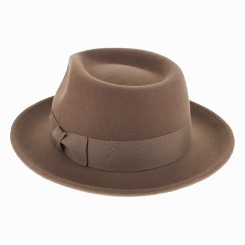 Image of Belfry Gangster Men's Fedora - Crushable 100% Wool Felt Hat, Stain Resistant & Travel Friendly Dress Fedora
