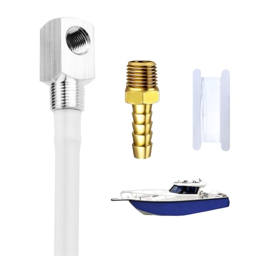 Image of Universal 12 inch Marine Fuel Tank Pickup Tube with Strainer, Polyethylene Fuel Pickup Tube with Brass Barb Connector, Fits Standard Universal Boat Fuel Tank, Replaces Part 7-0948