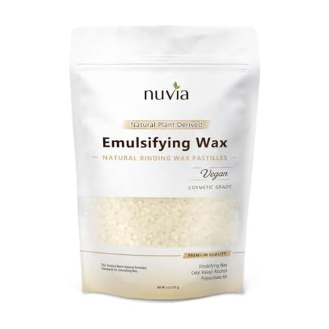 Nuvia Organics Emulsifying Wax, 100% Natural Plant Derived, NF, Cosmetic & Food Grade; 6oz Cover