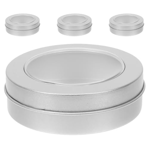 OFFSCH Lote De 4 Latas Redondas De Con Tapa y Ventana Transparente Recipientes Vacíos Para Galletas Almacenamiento De Alimentos Manualidades y Cosméticos Caja De Ideal
