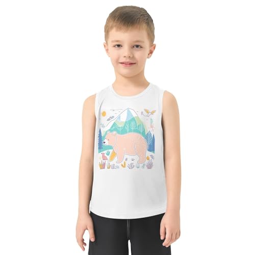 Boys Tank Top Shirts Cartoon Bear Animal Sleeveless T-Shirts Crew Neck for Kids Clothing Children2