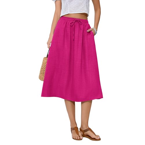 Image of Witsmile Women's Summer Pleated High Waisted Casual Flowy Skirt Pockets