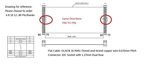 Gimax 100pcs 20 Pin 1.27 mm Pitch IDC Socket Extension Flat Ribbon Cable 80 100 120 150 200 250 300 mm ISP JTAG DAP AVR IDC - (Color: Length 200mm)