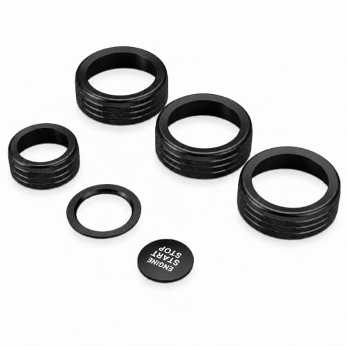 Image of for Toyota Tacoma 2024-2026 & 4Runner 2025-2026, 14-Inch Screen Aluminum Alloy Knob Cover Trim - Fits Push Start, AC, Volume & 4WD Gear Switch (Black, 6-Piece Set)