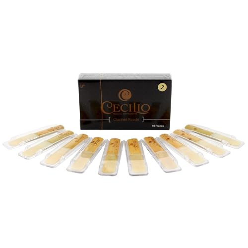 Cecilio Clarinet Reeds, 10-pack Reeds for Clarinet with Individual Plastic Case (Strength 2.0)