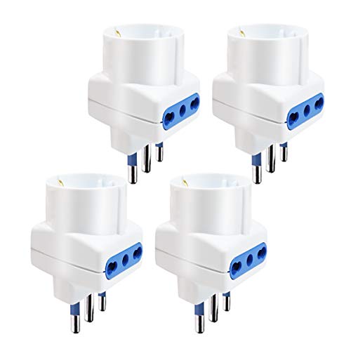 EXTRASTAR Set 4 Adattatori 3 Posti 1 Schuko + 2...