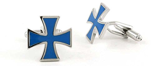 1 Par de Mancornas para Hombre Azul Cruz miniatura 1