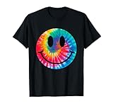 Retro Happy Face Tie Dye Checkered Pattern Smile Face Trendy T-Shirt