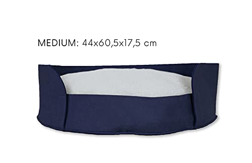jilda-tex Haustierbett für Hunde Katzen Bettchen Bett rund oval Verschiedene Größen/Farben (44 x 60.5 x 17.5 cm, Dunkelblau)