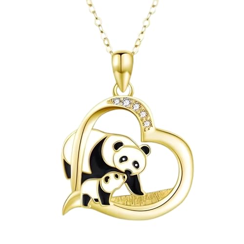 Bijoux Panda et collier panda rouge pour filles en argent sterling avec pendentif animal