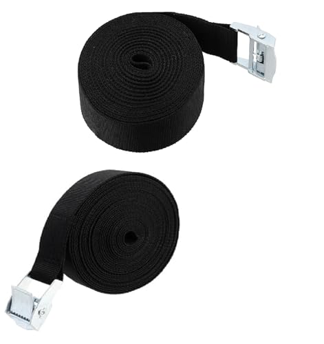 Image of 3 Meter Adjustable Tie Down Straps 1Inch Wide Webbing Straps with Cam Lock Buckle Heavy Duty Tensioning Belts Lashing Strap for Securing Cargo, Kayak, Surfboard, Luggage, Car Roof, Transport (2)