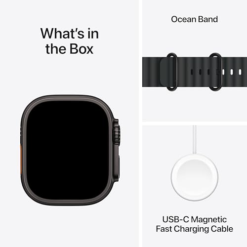 Image of Apple Watch Ultra 3 [GPS + Cellular 49mm] Running & Multisport Smartwatch w /Rugged Titanium Case w /Black Ocean Band. Satellite Communications, Advanced Health & Fitness Tracking