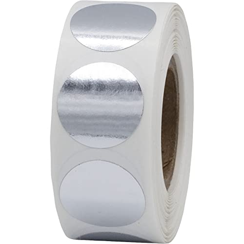 Plata Metálica Pegatinas Circulares, 19 mm 3/4 Pulgadas Etiquetas de Puntos Brillantes 500 Paquete Cover